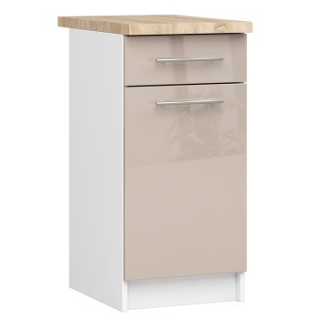 Szafka OLIWIA S40 SZ1 + BLAT BIAŁA / CAPPUCCINO POŁYSK