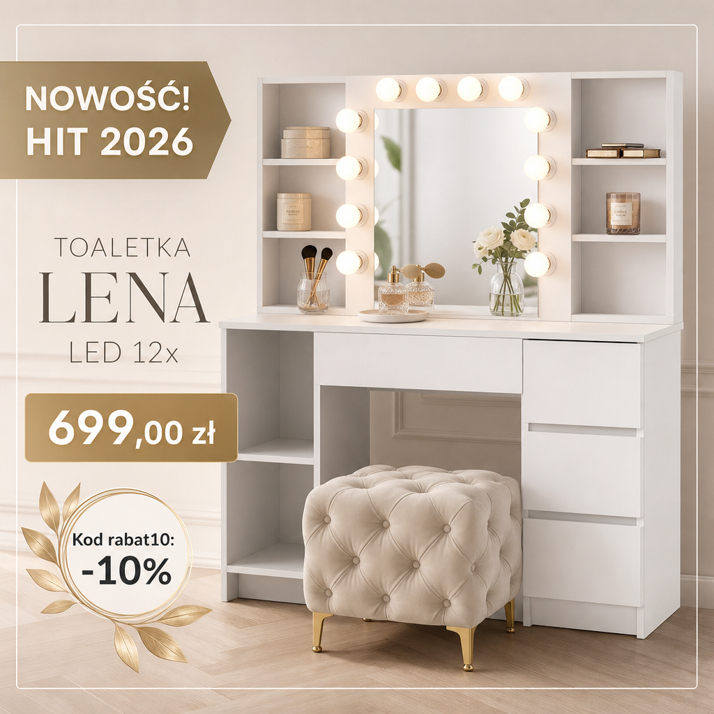 NOWOŚĆ! HIT 2026 — toaletka LENA LED z 12 żarówkami